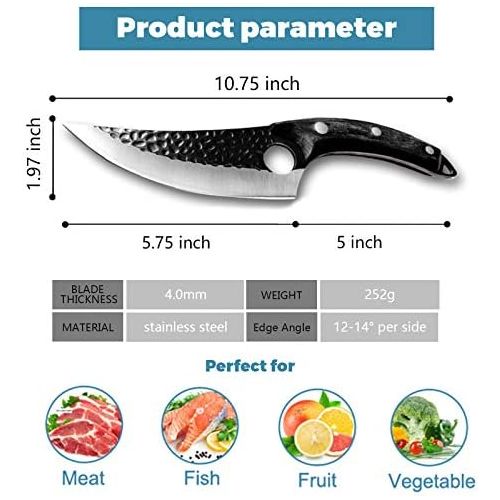  [아마존베스트]Dream Reach Butcher Knife Hand Forged Boning Knife Chefs Knife with Leather Case and Gift Box Filleting Knife Meat Knife Full Tang Kitchen Knife for Home, Excursion, BBQ