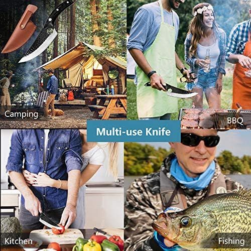  [아마존베스트]Dream Reach Butcher Knife Hand Forged Boning Knife Chefs Knife with Leather Case and Gift Box Filleting Knife Meat Knife Full Tang Kitchen Knife for Home, Excursion, BBQ