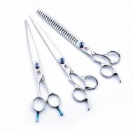 Dream Reach 8.0 inch Titanium Professional Lefty Left Handed Pet/Dog Grooming Scissors/Shears Set,Straight & Thinning & Curved Scissors 3pcs Kit with Fine Adjustment Screw for Dog