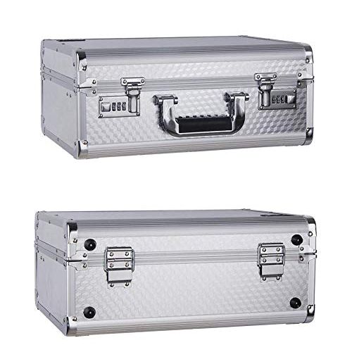  Dream Reach Aluminum Hard Case, Multi-Pocket Barber Stylist Portable Travel Lockable Bag, Large Cosmetics Tools Storage Case, Makeup Box with Stainless Steel Corner - Organizer for Hair Dryer