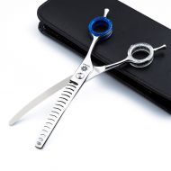 Dream Reach 7.0 Professional Japan 440C Twin Tail Downward Curved Pet Grooming Thinning/Blending/Texturizing Scissors Dog&Cat Grooming Chunkers Shear