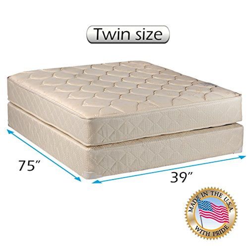  Dream Solutions USA Comfort Classic Gentle Firm Twin Size (39x75x9) Mattress and Box Spring Set - Fully Assembled, Orthopedic, Good for your back, Superior Quality - Long Lasting and 2 Sided by Dream