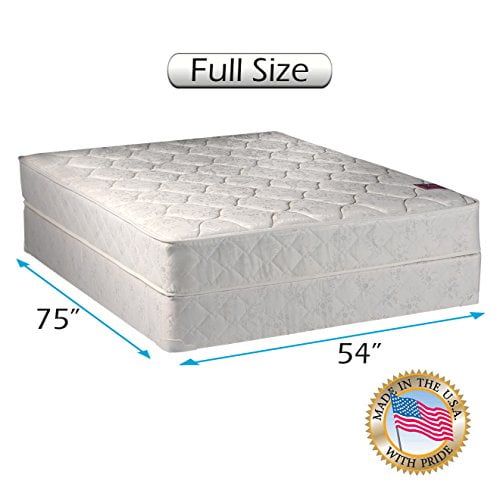  Dream Solutions USA Legacy Gentle Firm Full Size (54x75x8) Mattress and Box Spring Set - Fully Assembled, Good for your back, Superior Quality, Longlasting Comfort - One Sided - None Flip by Dream Sol