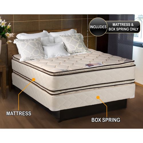  Coil Comfort Pillowtop Queen Size (60X80X11) Mattress and Box Spring Set - Medium Soft, Fully Assembled, Orthopedic, Good for your back, Superior Quality by Dream Solutions USA