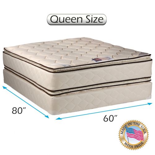  Coil Comfort Pillowtop Queen Size (60X80X11) Mattress and Box Spring Set - Medium Soft, Fully Assembled, Orthopedic, Good for your back, Superior Quality by Dream Solutions USA