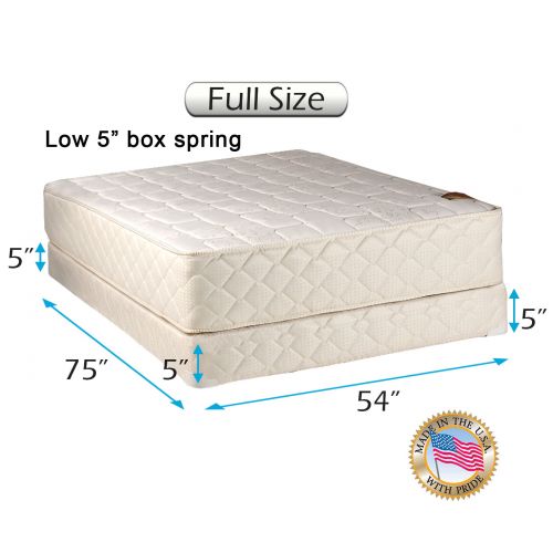  Dream Solutions USA Grandeur Deluxe Full Size (54x75x12) Mattress and Low 5 Height Box Spring Set - Fully Assembled, Good for your back, Luxury Height, Long Lasting and 2 Sided