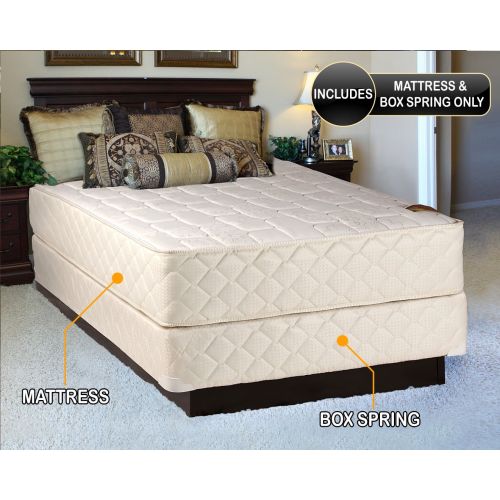  Dream Solutions USA Grandeur Deluxe Full Size (54x75x12) Mattress and Low 5 Height Box Spring Set - Fully Assembled, Good for your back, Luxury Height, Long Lasting and 2 Sided