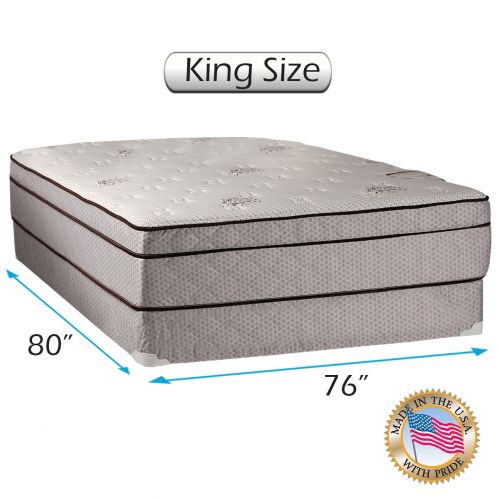  Dream Solutions USA Fifth Ave Ultra Soft Plush Foam Encased Eurotop King (76x80x14) Mattress and Box Spring Set - Fully Assembled, Orthopedic, Spinal Back Support, Longlasting and Great Quality by Dre