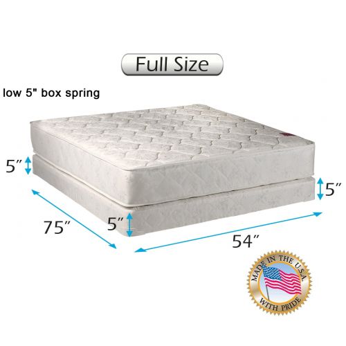  Legacy Full size (54x75x8) Mattress and Low Profile Box Spring Set - Fully Assembled, Good for your back, Superior Quality - Long Lasting and 2 Sided by Dream Solutions USA