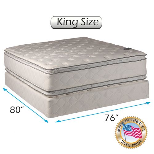  Dream Solutions USA Dream Solutions Pillow Top Mattress and Box Spring Set (King) Double-Sided Sleep System with Enhanced Cushion Support- Fully Assembled, Great for your Back, longlasting Comfort