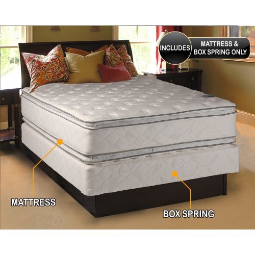  Dream Solutions USA Dream Solutions Pillow Top Mattress and Box Spring Set (King) Double-Sided Sleep System with Enhanced Cushion Support- Fully Assembled, Great for your Back, longlasting Comfort