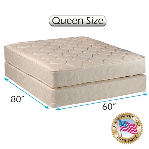  Dream Solutions USA Comfort Classic Gentle Firm Queen size (60x80x9) Mattress and Box Spring Set - Fully Assembled, Orthopedic, Good for your back, Superior Quality - Long Lasting and 1 Sided - By Dre