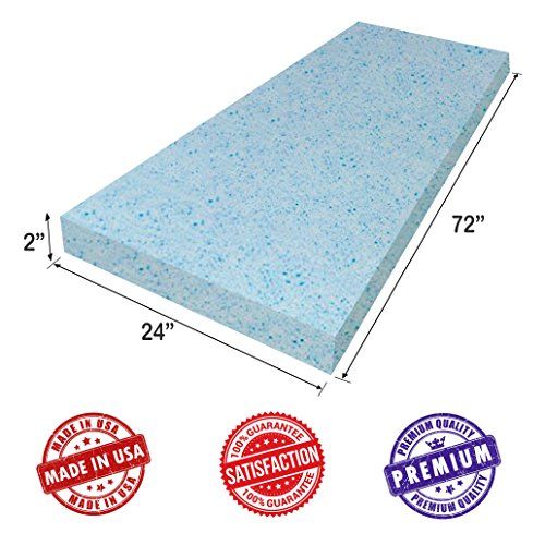  Dream Solutions USA Upholstery Visco Cool Gel Memory Foam Sheet 2H x 18W x72L - Luxury Quality Good for Sofa & Chair Cushion, Wheelchair, Doctor Recommended for Backache & Bed Sores by Dream Solutions