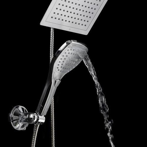  DreamSpa Ultra-Luxury 9 Rainfall Shower Head/Handheld Combo. Convenient Push-Button Flow Control Button for easy one-handed operation. Switch flow settings with the same hand! Prem