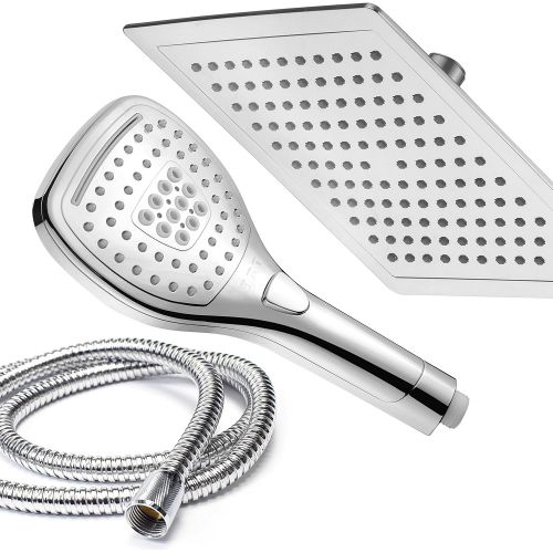  DreamSpa Ultra-Luxury 9 Rainfall Shower Head/Handheld Combo. Convenient Push-Button Flow Control Button for easy one-handed operation. Switch flow settings with the same hand! Prem