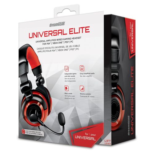  By      dreamGEAR dreamGEAR Universal Elite Amplified, Wired Stereo Gaming Headset - PS4, XBOX One, PS3, XBOX 360, WiiU, and PC