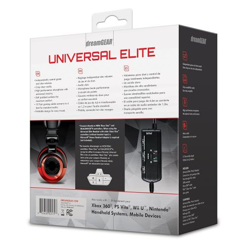  By      dreamGEAR dreamGEAR Universal Elite Amplified, Wired Stereo Gaming Headset - PS4, XBOX One, PS3, XBOX 360, WiiU, and PC