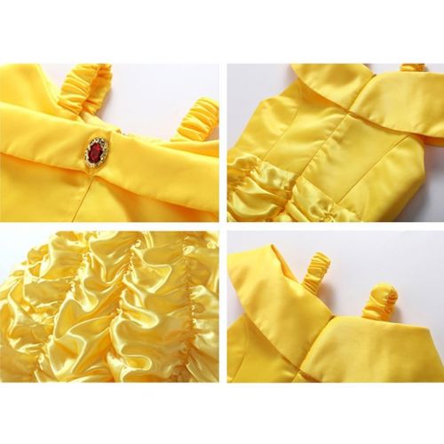  DreamHigh Princess Belle Off Shoulder Layered Costume Dress for Little Girl 2-10 YRS