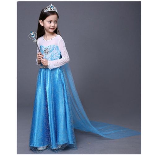  DreamHigh Girls Princess Elsa Costume Dress with Crown Wand Size 3-10 Years