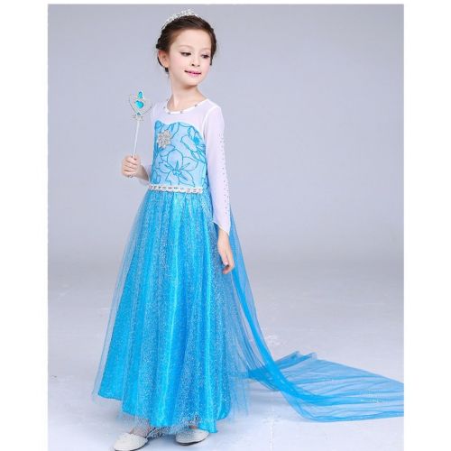  DreamHigh Girls Princess Elsa Costume Dress with Crown Wand Size 3-10 Years