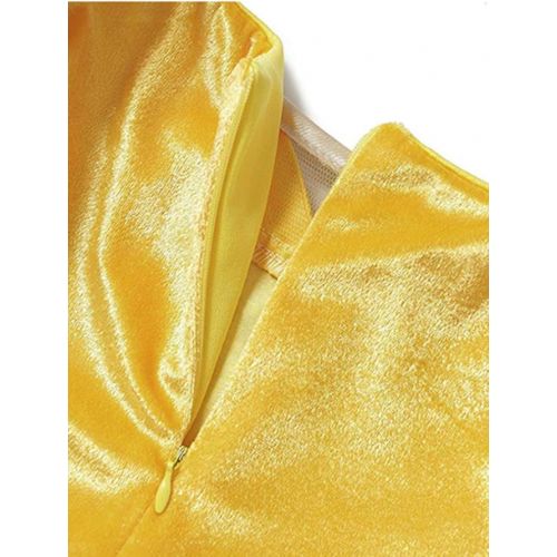  DreamHigh DH Princess Belle Yellow Deluxe Girls Costume Dress with Cosplay Accessories 3-10 Yrs