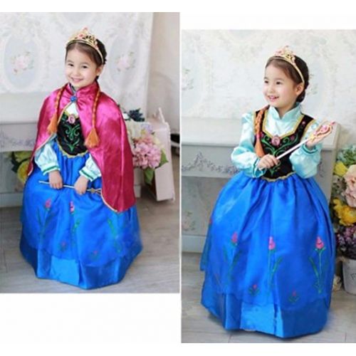  DreamHigh Halloween Princess Anna Costume Girls Dress with Cape