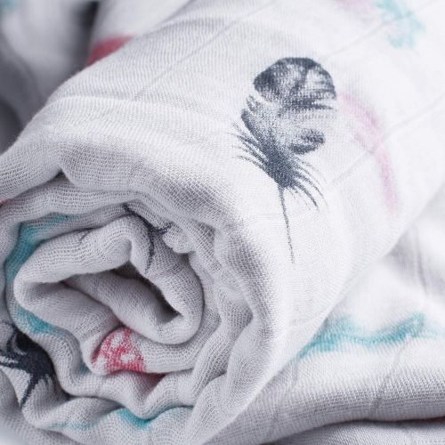  DreamShip Baby Blanket | 4-Layer Breathable Muslin | Hypoallergenic 100% Bamboo Rayon | Baby Receiving Blankets | Perfect Shower Gift | Pre-Washed | for Newborns & Toddlers | 47x47