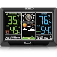 DreamSky Weather Station Indoor Outdoor Thermometer Wireless with Atomic Clock, Colorful Large Display with Adjustable Backlight, Inside Outside Temperature Humidity Monitor
