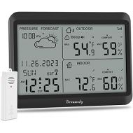 DreamSky Weather Station Wireless Indoor Outdoor Thermometer with Atomic Clock - Support Multiple Sensors Weather Forecast with Outside High/Low Temp Humidity for Home, Large Digital Display
