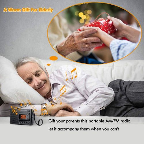  [아마존베스트]DreamSky Portable AM/FM Radio Alarm Clock, Earphone Jack, 12/24H Time Display with Backlight, Ascending Alarms, Battery Operated, Sleep Timer AA Battery Included for Walking, Emerg