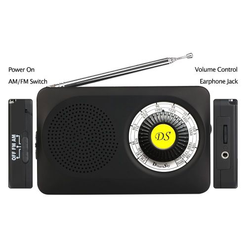  [아마존베스트]DreamSky Portable AM FM Radio with Speaker and 3.5 MM Earphone Jack, Dial Loud Clear Sound, Battery Operated Pocket Radios Player for Walking, Running, Emergency