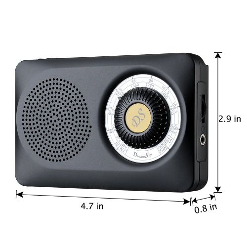  [아마존베스트]DreamSky Portable AM FM Radio with Speaker and 3.5 MM Earphone Jack, Dial Loud Clear Sound, Battery Operated Pocket Radios Player for Walking, Running, Emergency