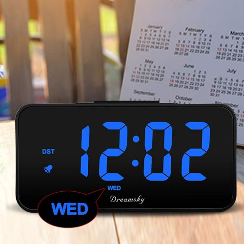  DreamSky 7.3 Inches Large Alarm Clock Radio, Electronic FM Clock Radio, 2 Inches Digit Display with Dimmer, USB Charging Port, Weekday Display, Snooze, Sleep Timer, DST, Battery Ba
