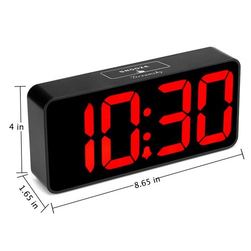  DreamSky 8.9 Inches Large Digital Alarm Clock with USB Charging Port, Fully Adjustable Dimmer, Battery Backup, 12/24Hr, Snooze, Adjustable Alarm Volume, Bedroom Desk Alarm Clocks: