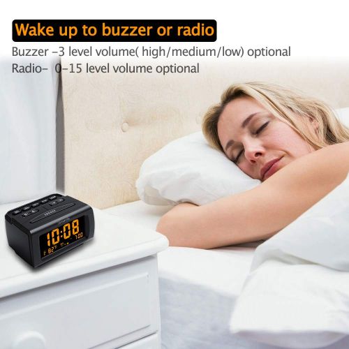  DreamSky Deluxe Alarm Clock Radio with FM Radio, USB Port for Charging, 1.2 Inch Display with Dimmer, Temperature Display, Snooze, Adjustable Alarm Volume, Sleep Timer.: Electronic