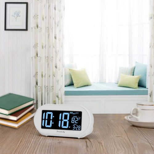  DreamSky Auto Time Set Alarm Clock with Snooze and Dimmer, Charging Station/Phone Charger with Dual USB Port .Auto DST Setting, 4 Time Zone Optional, Battery Backup.: Electronics