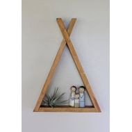 DreamStateShop Wood Tipi Shelf, Teepee, Nursery, Gender Neutral, Room Decor, Forest, Reclaimed Wood, Triangle, Geometric, Modern Livingroom, Woodland, Camping, Wood Shelf