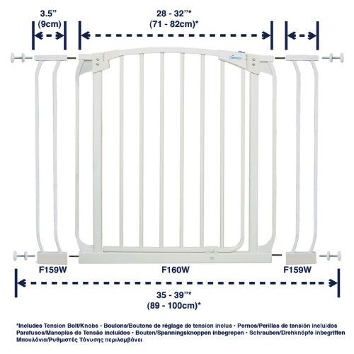  Dreambaby Chelsea Auto Close Security Gate in White Value Pack (Includes 2 Gates and 2 Extensions)