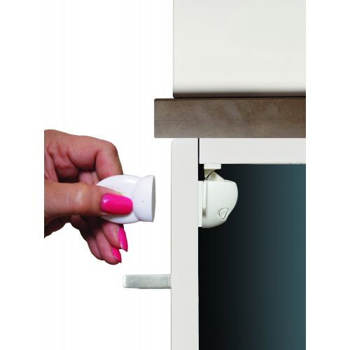  Dreambaby Adhesive Mag Locks - White - 2 Packs Of 8 Locks & 1 Key = 16 Locks & 2 Keys