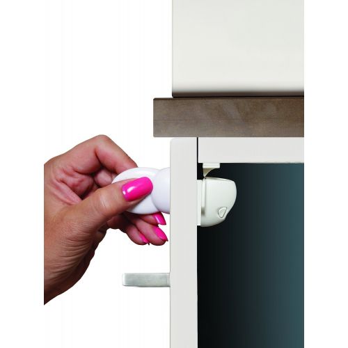  Dreambaby Adhesive Mag Locks - White - 2 Packs Of 8 Locks & 1 Key = 16 Locks & 2 Keys