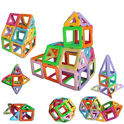  [아마존베스트]Magnetic Tiles Building Blocks Game Set Toys,Magnet Stacking Blocks, Magnetic Tiles for Girls and Boys Birthday Gift by DreambuilderToy (40 PC Set) (Pastel Color)