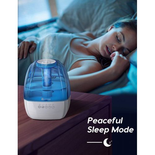  [아마존베스트]Dreamegg Cool Mist Humidifier - Ultrasonic Humidifiers for Bedroom, Quiet Humidifier For Large Room with 3 Mist Levels, Sleep Mode, Smart Timer, Night Light, All Night Moisture Humidifier f