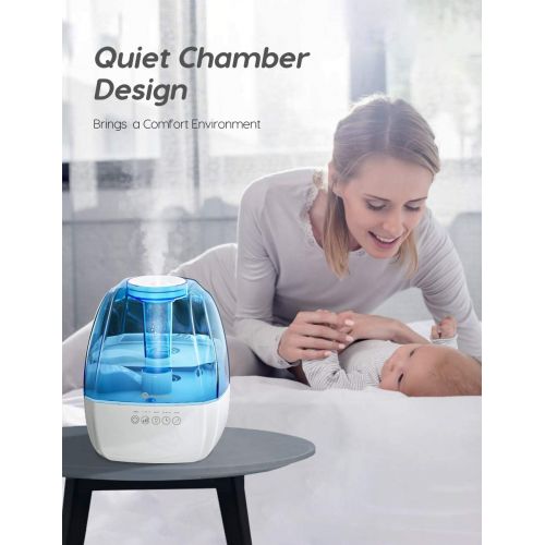  [아마존베스트]Dreamegg Cool Mist Humidifier - Ultrasonic Humidifiers for Bedroom, Quiet Humidifier For Large Room with 3 Mist Levels, Sleep Mode, Smart Timer, Night Light, All Night Moisture Humidifier f