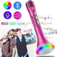 Dreamfun Microphone for Kids, Wireless Karaoke Kids Microphone with Glow Portable Handheld Mic Girls Boys Gifts for Christmas Holiday Home Party KTV Music Singing Playing Speaker for iOS An