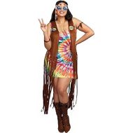 할로윈 용품Dreamgirl Womens 1960s Tie-Dyed Hippie Hottie Costume