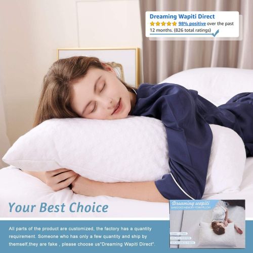  [아마존 핫딜]  [아마존핫딜]Dreaming Wapiti Pillows for Sleeping, 2 Pack Shredded Memory Foam with Machine Washable Bamboo Cover, Adjustable Loft - Stomach Side Back Sleeper (Queen), White