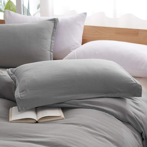  [아마존 핫딜]  [아마존핫딜]Dreaming Wapiti Duvet Cover,100% Washed Microfiber 3pcs Bedding Duvet Cover Set,Solid Color - Soft and Breathable with Zipper Closure & Corner Ties (Light Gray, Queen)