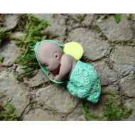 DreamingofFaerie Miniature African American Fairy Baby with Yellow Wings! Fairy Garden Decoration