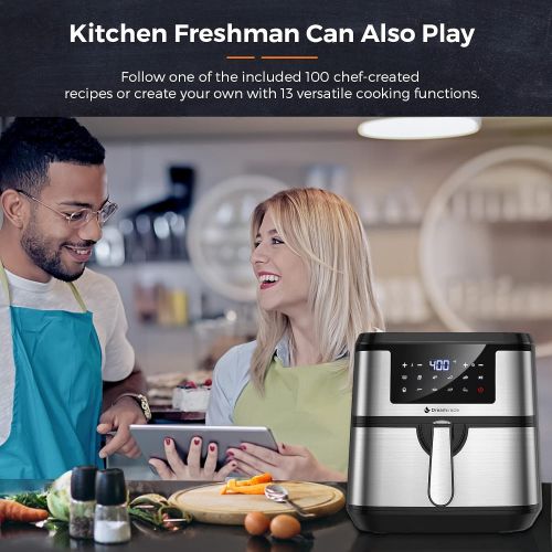  Air Fryer XL 8Qt, Dreamiracle Digital Airfryer 8 quart, 1750W Smart Air Fryer with 10 Presets One Touch LED Screen, Nonstick Detachable Basket, Preheat, Auto Shut Off, Rapid Frying