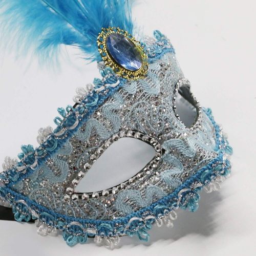  Dreamowl Sequins Lace Floral Mardi Gras Masquerade Costume Feather Mask